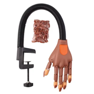 Professional Nail Training Practice Hand with 100pcs Tips Flexible Bendable Hand for Nail Train