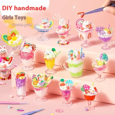 Guka Set for Kids DIY Cream Glue Ice Cream Cup Handmade Accessories with Colored Clay Kit 12 Colors Unisex for Ages 14+