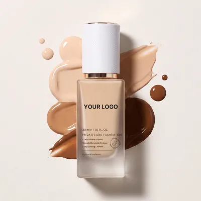 Wholesale Face Liquid Foundation Base Makeup Water 30ml Glass Liquid Foundation Bottle Nude Makeup Lasting Liquid Foundation