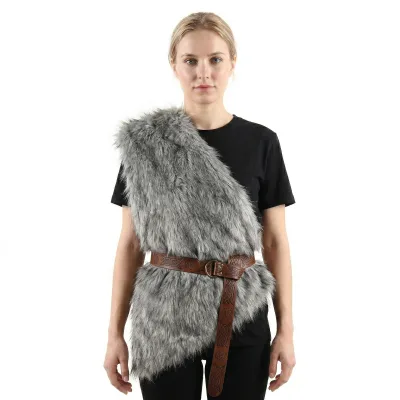New Faux Fur Vest Viking Primitive Barbarian Sleeveless Top Unisex Cosplay Costume for Renaissance LARP Party Stage Performance
