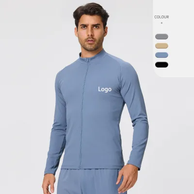 Breathable Soft Stretchy Plus Size Men's Sports Jacket with Zippers High Quality Solid Sports Gym Fitness Jackets for Men