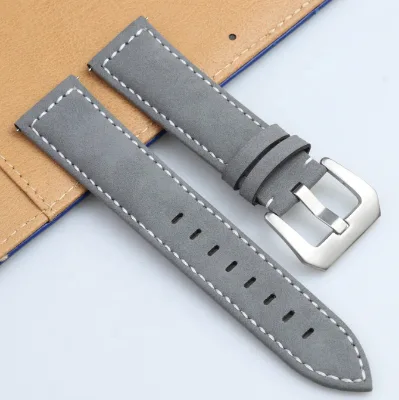 Factory Sell Quick Release Bar Frosted Genuine Leather Watch Strap High-end Retro Thick Stitching Watch Band
