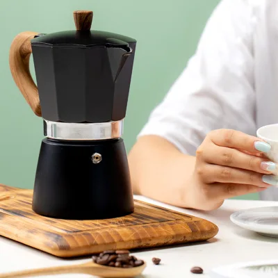 Hot Selling Aluminum Wooden Handle Greca Coffee Maker Italian Coffee Maker Moka Pot