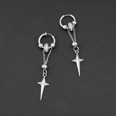 Punk Jewelry Trendy Beads Star Earrings Piercing  for Women Men Goth Accessories Vintage Earrings Korean Fashionable Street Rock
