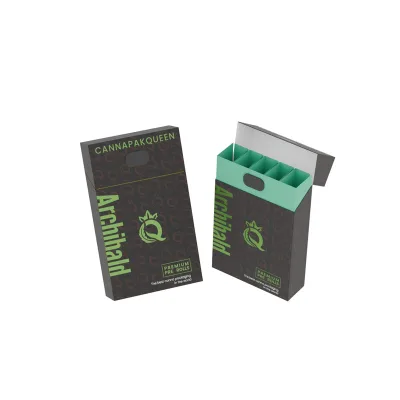 CPSC Certification Custom Thin Cardboard Cigarette Box Child-Proof Lock Button Closure Packaging Box for 5pcs Pre Roll Cone