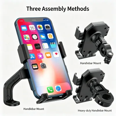 360° Rotation Motorcycle Mobile Phone Bracket Stable Bicycle Flexible Anti-Shake Bike Phone Holder Use for Outdoor