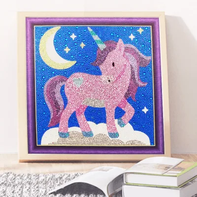 Cartoon Unicorn Pictures Special Shaped Bright Drill  Diy Diamond Painting 5d