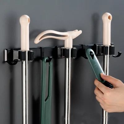 Wall Mounted Hanging Broom Display Plastic Drying Triangle Mop Holder Storage Rack Hook