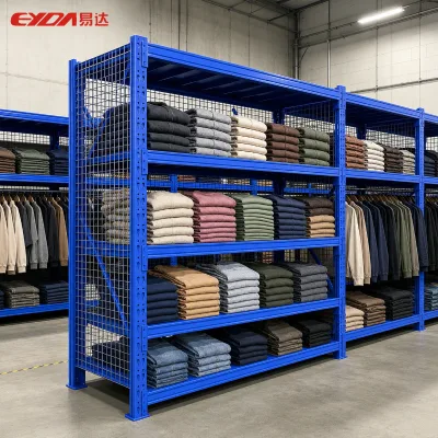 Multi Layer Mesh Side Panel Light Duty Storage Rack Garment Shop Warehouse Garage Industrial Metal Display Shelving