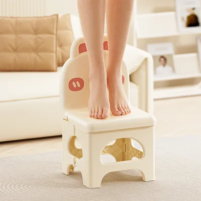 Wholesale Cartoon Rabbit Design Stackable Step Stool Kids Plastic Folding Chair for Baby Toddler Children's Chairs