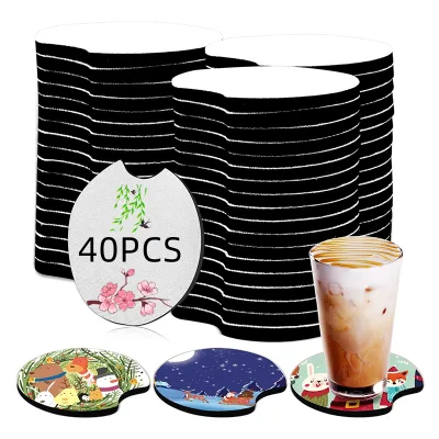 Wholesale Hot Sale 40PCS DIY Graffiti Hand-painted Thermal Transfer Photo Dive Material ,Thermal Sublimation Blank Car Coasters