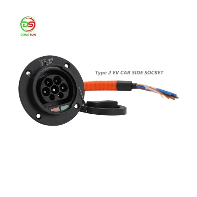 Type 2 Car Side Charging Socket With 50Cm Cord IEC 62196 Type 2 EV Car Side Socket 16A 32A 3.5kw 7kw