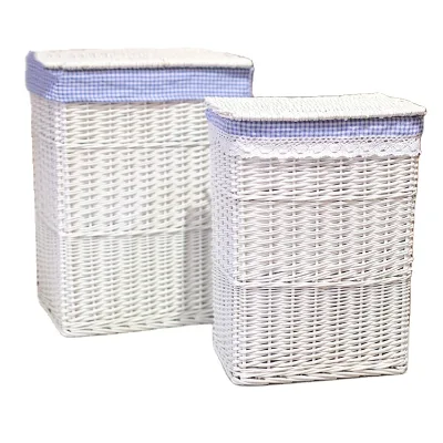 Hot Selling Natural White Large Willow Laundry Basket Rectangular Wicker Woven Home Clothes Storage Laundry Basket