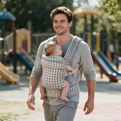 Luxury Grey Baby Carrier Wrap Cotton-Linen Hands Free Comfort Ergonomic Baby Carrier OEM for Everyday Use, Outing or Travel