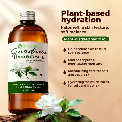 100% Pure Gardenia Hydrosol Available in Bulk; Suitable for Aromatherapy Sprays; Private Label Customization Supported.