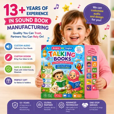 Custom Arabic English Magic Talking Books Animal Sound Talking Book Module Touch and Sound Books for Toddlers