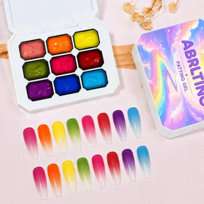 High Saturated Gradient Nine-Grid Pallet for Manicure UV LED Gel Non-Toxic 9 Colors 24-Month Warranty Wholesale