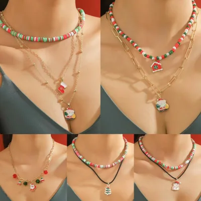 Wholesale new Christmas holiday necklaces, multi-layer Christmas necklaces, Christmas gift necklaces