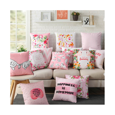 Modern Custom Print Fabric Cute Sublimation Car Seat Decorative pink Custom Velvet pink Cushion Covers