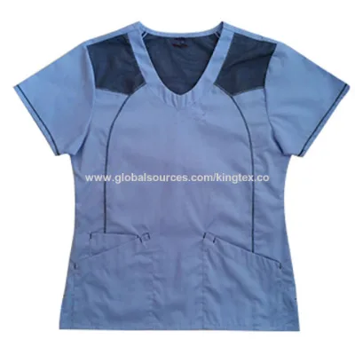 Medical scrub top with mesh fabric