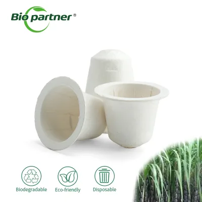Factory Price Eco Friendly White Sugarcane Bagasse Disposable K Cup Capsule Empty Espresso Coffee Pods