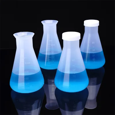 Laboratory Transparent Thickening Plastic Screw-top Erlenmeyer Flask Conical Flask Bottle With Lid