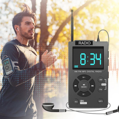 Mini FM/AM Radio Broadcast Equipment Digital MP3 Player Small Pocket Stereo Headphones Design Classic Style Multi Band