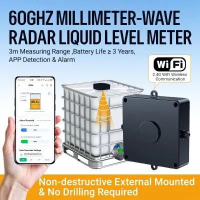 DYP-SL01 3m Range 60GHz MmWave radar Technology IBC Tank Level Meter for Inventory Management of Juice & Soy Sauce in IBC Tote