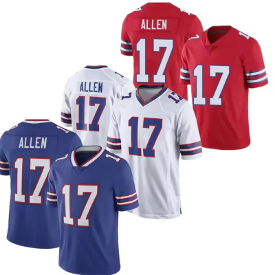 Josh Allen 17 & John Diggs 14 Royal Red Fashion Sport USA Football Jerseys Short Sleeve Limited Game Jerseys with White Trim