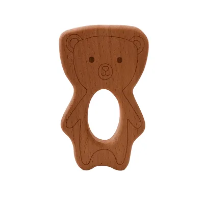 Beach Wood Baby Beads Animal Shape Wooden Newborn Teething Ring Unfinished Baby Grasping Bracelet Toys BPA Free