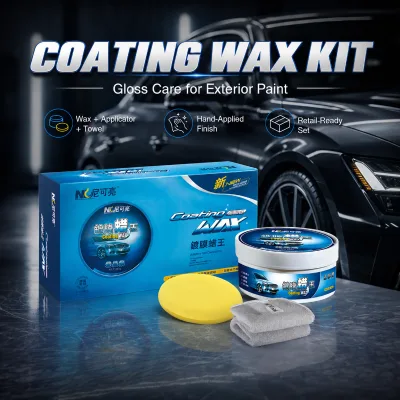 Car Wax Kit Gloss Enhancing Coating Wax with Foam Applicator and Microfiber Towels for Auto Paint Detailing