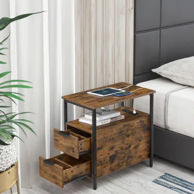 Bien Stable and Durable Nightstand with Built-In Charging Station 2 AC Outlets 2 USB Ports
