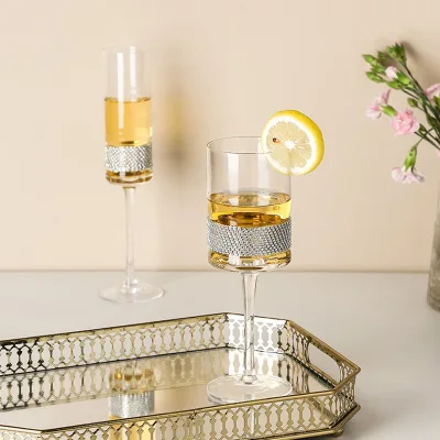 Party Business Gift Crystal Glass Red Wine Champagne Glass Wedding Creative Twisted Diamond Cocktail Cup Whiskey Glass