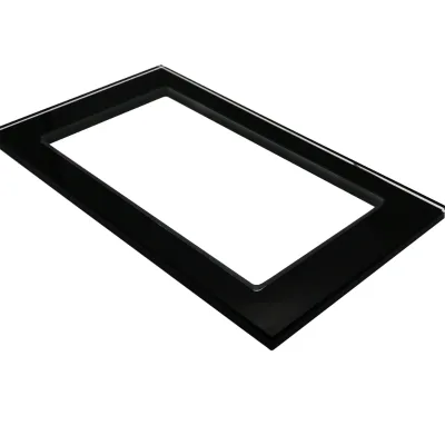 Factory Custom 147*87*5mm Black Ultra Clear Tempered Glass Frame Polished Edges for Instrument Display Screen Socket Decoration