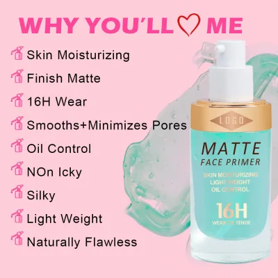 Wholesale Private Label Mineral Liquid Hydrating Moisturizing Oil Control Minimizes Pores Wear Light Weight Matte Makeup Primer