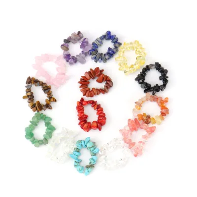 European and American Irregularity Colorful Adjustable Rings Crystal Original Stone Winding Retro Natural Stone Ring