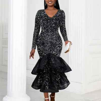 Mini Party Dress with Sexy Sequin and Backless Cut-Out Fringe Trim Halter Neck Bodycon Breathable for Summer