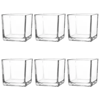 Factory Wholesale Modern Durable Square GlassVases 3"x3"x3" Clear Flower&Terrarium CandleHolderJars for WeddingHome Office Decor
