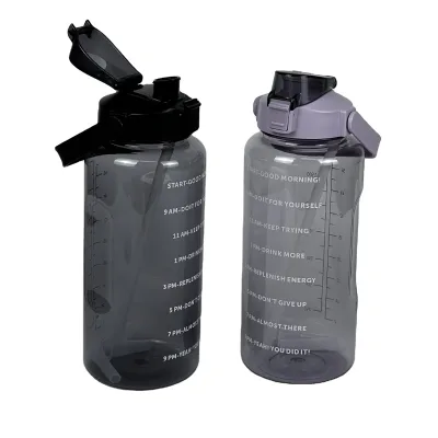 Popular 2000Ml Children Adults Summer Drinking Reminder Plastic Sports Water Bottle Large Capacity Outdoor Cup Scale Gym