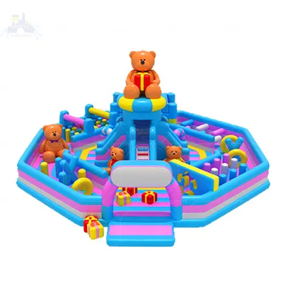 Commercial Inflatable Adventure Park With Water Games Obstacle Course for Kids Adults Outdoor Amusement Equipment
