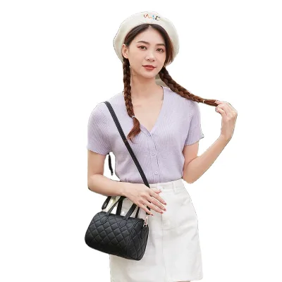 HY198 Vintage Buckle Decor Crossbody Bag Retro PU Shoulder Bag Women's Handbag Messenger Purse