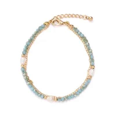 Irregular Pearl Chain Crystal Beads Double Layer Bracelet Ladies Temperament All-match Bracelet