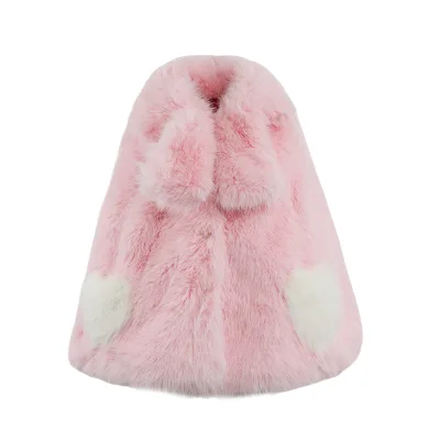 Custom Faux Fur Girls Cape Soft Plush Texture Lovely Detail Warm Winter Kids Fashion Coat