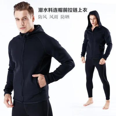 Custom Logo 2mm Neoprene Front Zipper Hooded Beach Wear Warm Windproof Anti-UV Unisex Women Men Top Wetsuit Jacket