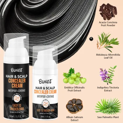 Custom 5-10 Days Henna Plant Based Black Cover Scalp Sparse Bald Root Liquid Thick Full Hair Look Hair Concealer Gel Paste