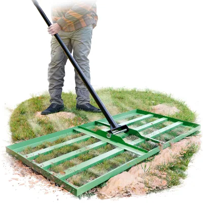 JH-Mech Efficient Wide Flat Galvanized Steel Lawn Leveling Rake Strong Gartenharke for Garden Maintenance