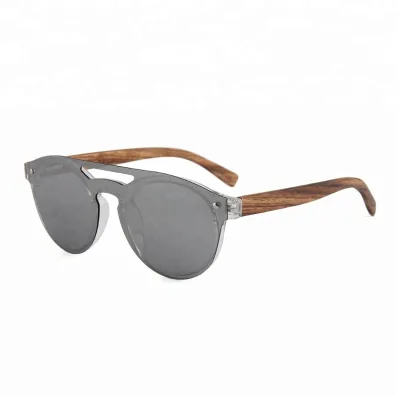 New Arrival 2018 Frame Wood One Piece Flat Lens Sunglasses
