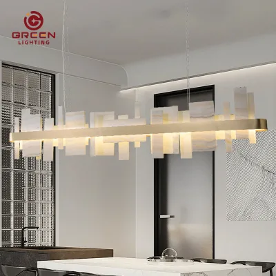 Customized Luxury Restaurant LED Jade Pendant Light Modern Nordic Style Remote Switch for Indoor Living Room Use