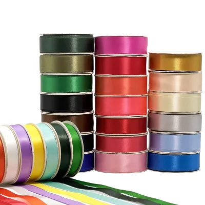 Wholesale Christmas Customized Solid Color Double Sided Gift Red Printed Satin Ribbon With 1cm 2.5 cm 4 cm 10 cm