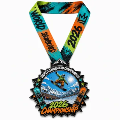 Medal Maker Design Logo Engraved Metal Gold Silver Copper Plated Competition Award Sports World Snowboard Championship Medal